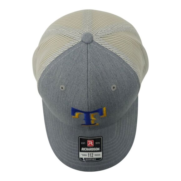 Blue Gold Embroidered T Logo Mesh Snapback Cap Trucker Baseball Hat Richardson - Picture 6 of 13